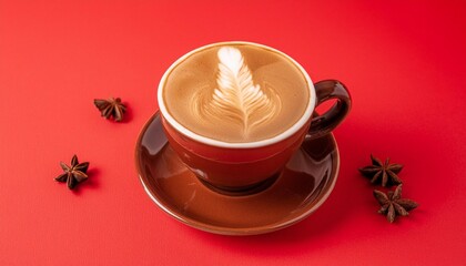 innovative pork flavors coffee latte on a striking red background