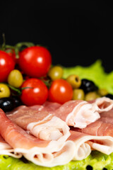 Traditional serrano ham, dry-cured pork jamon