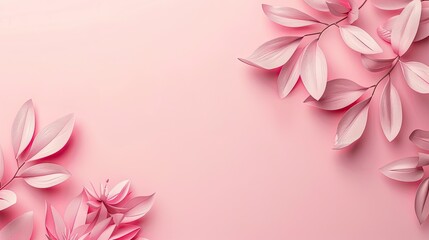 Simple Clean Minimalist Pastel Pink Leave Flower Background Presentation Wallpaper