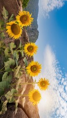 sunflower flower sunshine on blue sky background