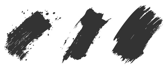 Collection of vector brush strokes in a flat black and white style.