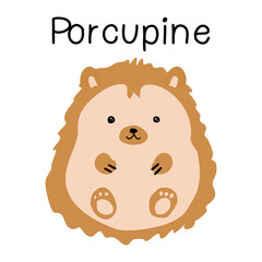 Cute porcupine on white 