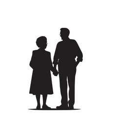 Grandparent silhouette. Old couple vector illustration. Grandfather and grandmother vector.