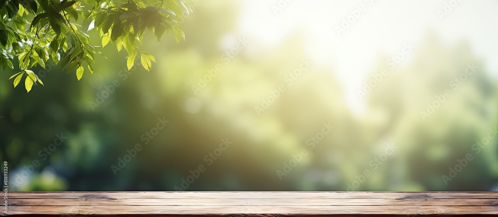 Aufkleber blurry nature background with a table top and copy space image