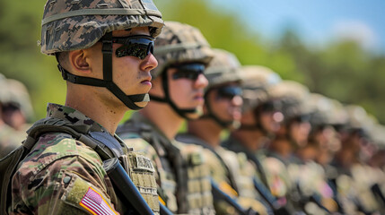 From afar, the soldier's parade is a moving testament to courage and commitment, a stirring sight on Memorial Day.