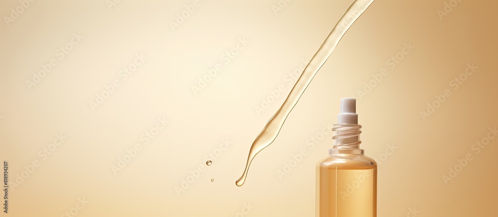 Poster Beige background with a pipette dripping cosmetic serum creating a captivating copy space image