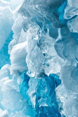Obraz premium Cueva de hielo con colores azules blancos brillantes como el cristal, close-up hielo en un glaciar, naturaleza salvaje, vieja de espeleología 