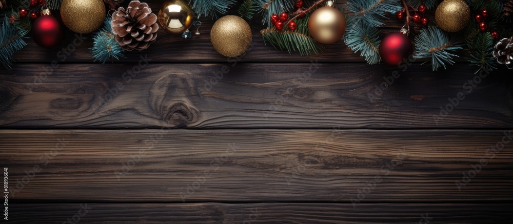 Poster new year s advent concept captured from above showcasing a christmas composition featuring a fir tre