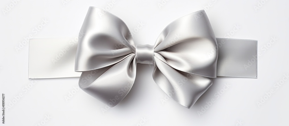 Poster an elegant silver satin bow glistens on a pristine white backdrop leaving ample empty space for addi