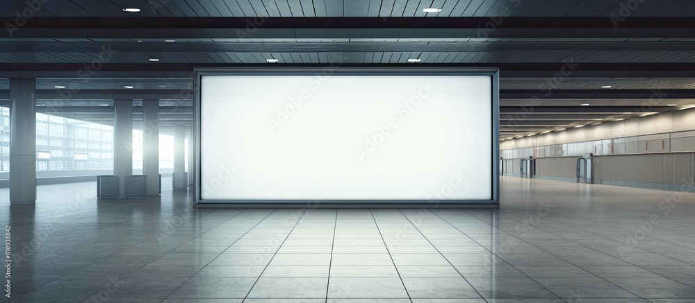 Poster an empty advertising billboard is displayed at the airport featuring ample space for a captivating c