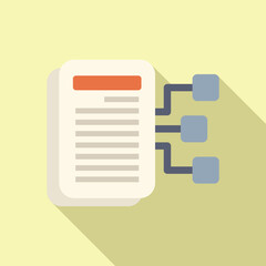 Fototapeta premium Vector illustration of a flat design document icon with branching steps, symbolizing workflow or process