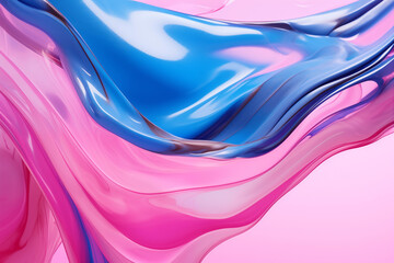 Colorful paint splashes pink background, ink closeup