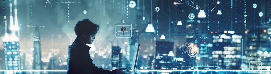 A digital background with an abstract representation of artificial intelligence