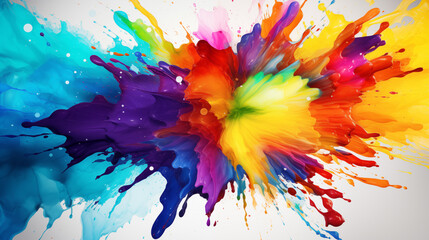 Color splash with colorful ink abstract color waves  rainbow colors 3d rendering
