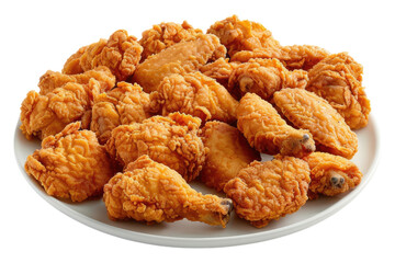 A platter of fried chicken isolated on transparent background