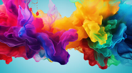 Color splash with colorful ink abstract color waves  rainbow colors 3d rendering