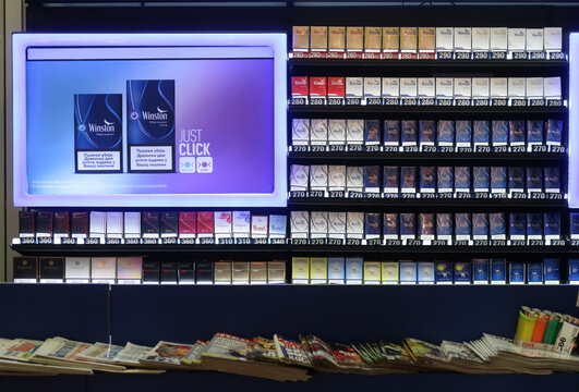 Krusevac, Serbia 06.08.2019 Cigarettes in Roda market