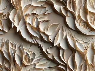 Papercut, white and cream, layered texture, generative AI