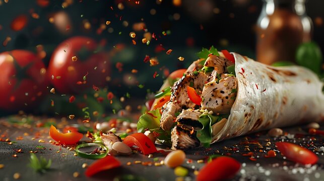 Fresh grilled donner or Sharma beef wrap roll 