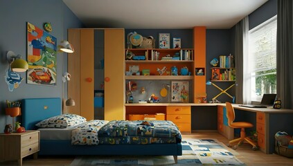 Little boys bedroom interior 