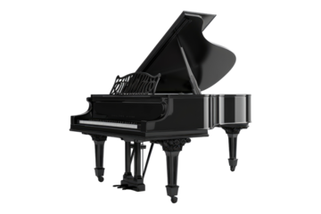 Black piano isolated on transparent background