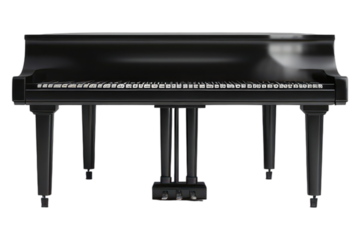 Black piano isolated on transparent background