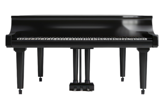 Black piano isolated on transparent background