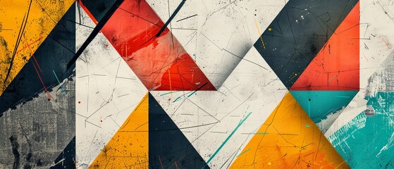 Abstract Geometric Background with Bold Colors and Lines