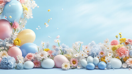 Birthday wallpaper with flowers and balloons