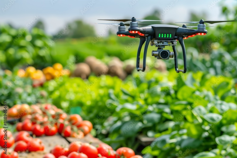 Poster remote agriculture crop farming for efficient monitoring using drone growth in wheat for farm design
