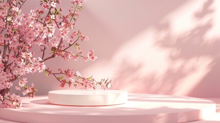 Background podium 3D spring flower 