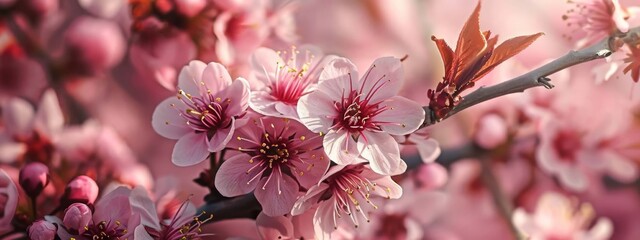 cherry blossom tree. selective focus. Generative AI,