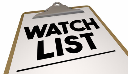 Watch List Clipboard Keep Track Watchlist Important Things 3d Illustration