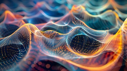 A theoretical topological quantum computer with anyons braiding their world lines in a two-dimensional space, forming intricate patterns and structures for computation