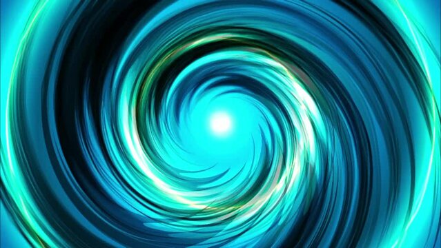 Animation hypnotizing looping background with blue swirl and spiraling object that rotates and twirls into its focused center.