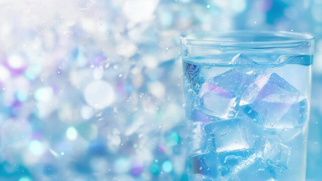 Frozen ice glass. carbonated bubbles.generated AI.(014)