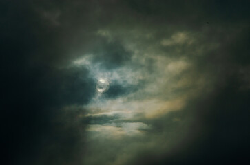 Sun in the clouds against a cloudy sky