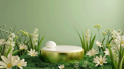 Easter podium background 3d product egg spring 