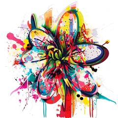 Colorful roses, watercolor painting, colored stains, white background, isolated, made from ai generate