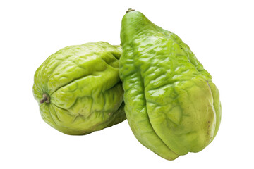 Fototapeta premium Chayote fruits isolated on transparent background