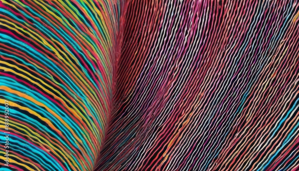 Poster dynamic abstract art capturing the fluidity of neon lines in a wave-like motion, rich in pink and tu
