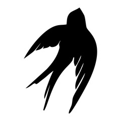 black silhouette or illustration of a swallow