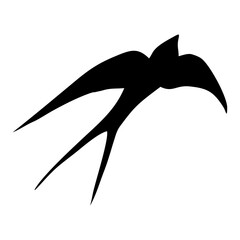 black silhouette or illustration of a swallow