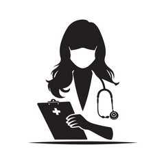 female doctor silhouette illustration set. physicians standing in different position vector illustration