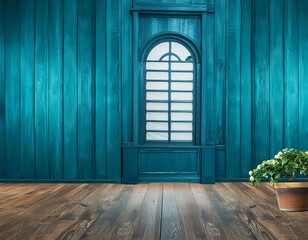 empty room with dark wood paneling and window, Luxury wood paneling background or texture. highly crafted classic or traditional wood paneling