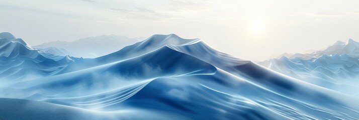 A painting displaying a majestic mountain range covered in snow
