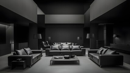 Fototapeta premium Sleek Black Minimalist Interior Design
