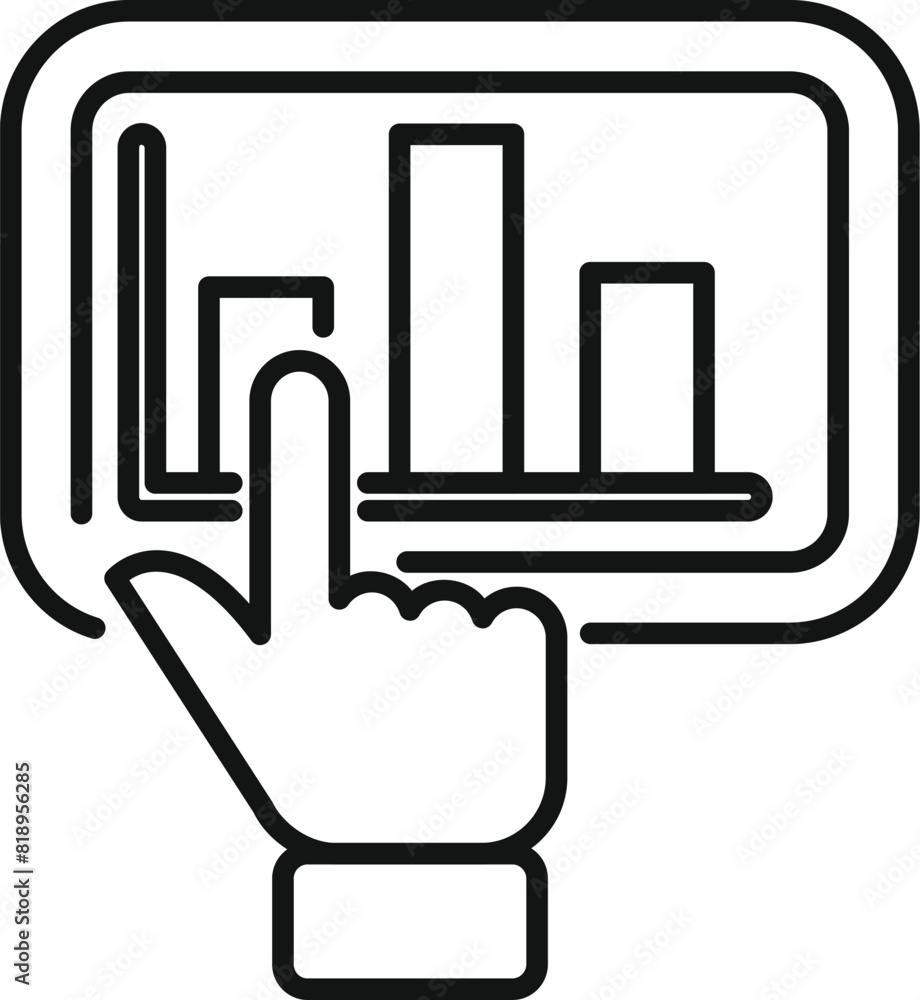Poster user interface with interactive data selection icon for touchscreen technology on digital screen ill