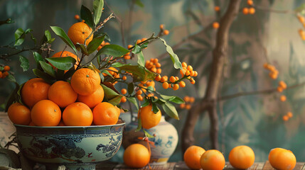 orange, tangerine Fruit on A bowl Background