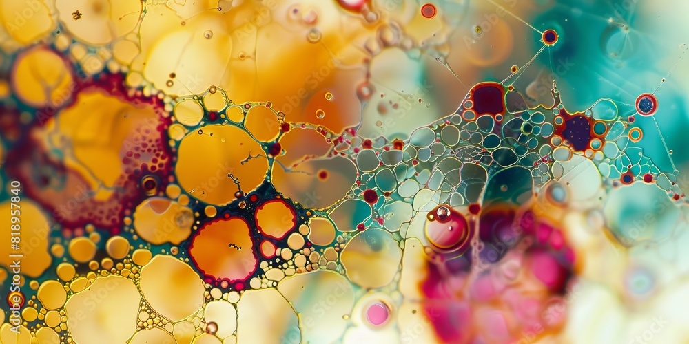 Poster a microscope slide showing the complex molecular structures of various dyes and pigments, demonstrat